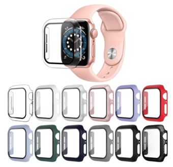 Funda de reloj + película templada Compatible carcasa de reloj Apple, 44mm, 42mm, 40mm y 38mm, protector de vidrio para iwatch 6, 5, 4, 3, 2, 1 SE