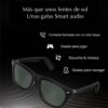 Gafas de audio direccionales abiertas, micrófono incorporado de alta sensibilidad y tecnología de reducción de ruido, puede tocar para lograr la reproducción de música, pausar y responder, marcar, colgar y rechazar llamadas, Y también puede despertar el asistente de voz y otras funciones.