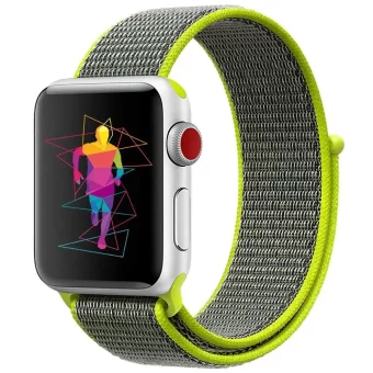 Correa Loop Deportiva de nylon para Apple Watch, suave tejido de 500 hilos 4 capas color celeste