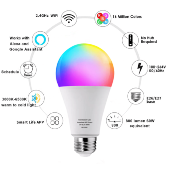 Ampolleta Wifi Inteligente Rgb.control Desde Celular alexa o google