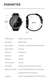 Con un diseño deportivo, este reloj inteligente cuenta con 12 modos deportivos disponibles. Cada modo deportivo está equipado con monitorización de frecuencia cardíaca, calorías, distancia y pasos.