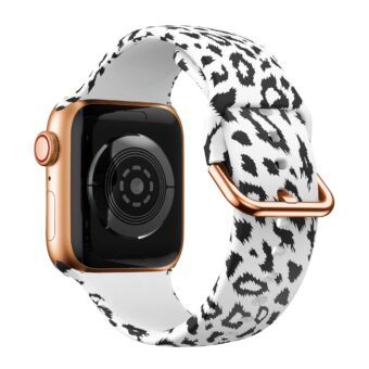 Correa Apple Watch Silicona Animal Print Leopardo Blanco