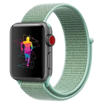 Correa Loop Deportiva de nylon para Apple Watch, suave tejido de 500 hilos 4 capas color menta